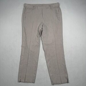 J Jill Linen Stretch Pants Womens Medium Beige Chino Straight Leg Ankle Pull On